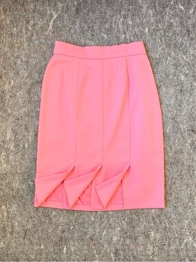 vintage Escada bubblegum pink pleated front wool skirt